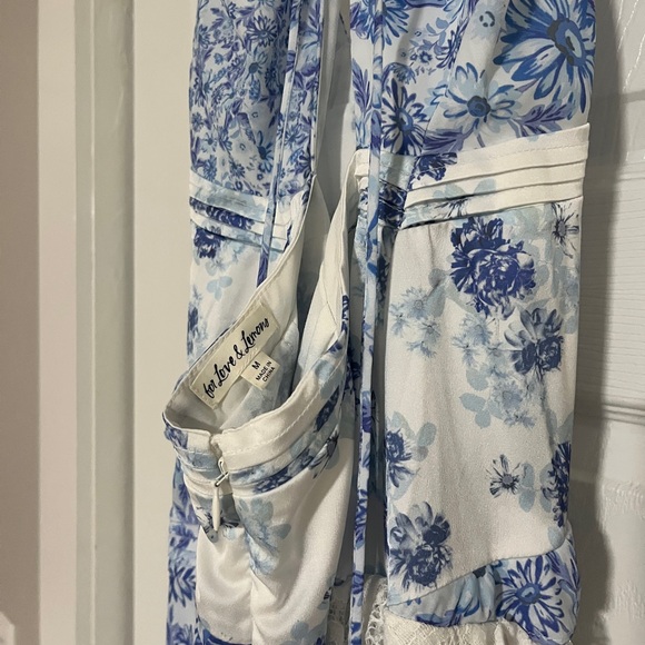 For Love And Lemons Rosalyn Blue and White Lace Maxi Dress - Picture 3 of 5